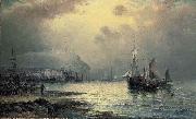 William J.Glackens Fishing vessels off Scarborough at dusk Germany oil painting artist